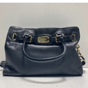 Michael Kors Black Hamilton Leather Top Handle Bag